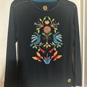 Double D Ranch Black Top with Teal Accents